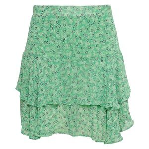Green Floral Ruffle Skirt
